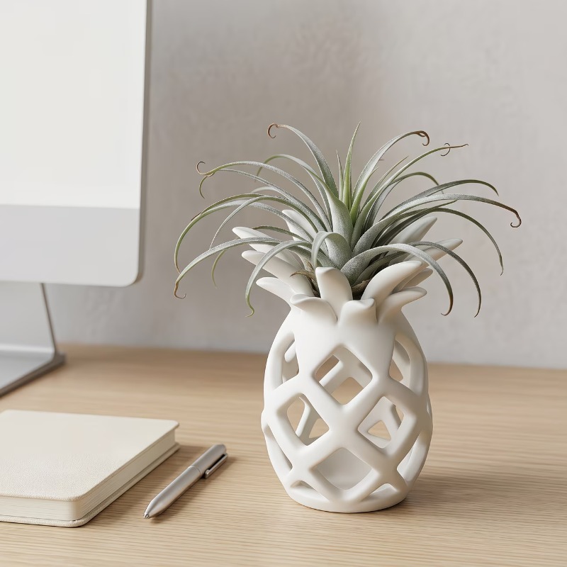 Air Plant Tillandsia - 3D-Gedruckter Ananasförmiger Luftpflanzenhalter Minimalistisches Hohles Desktop-Ornament