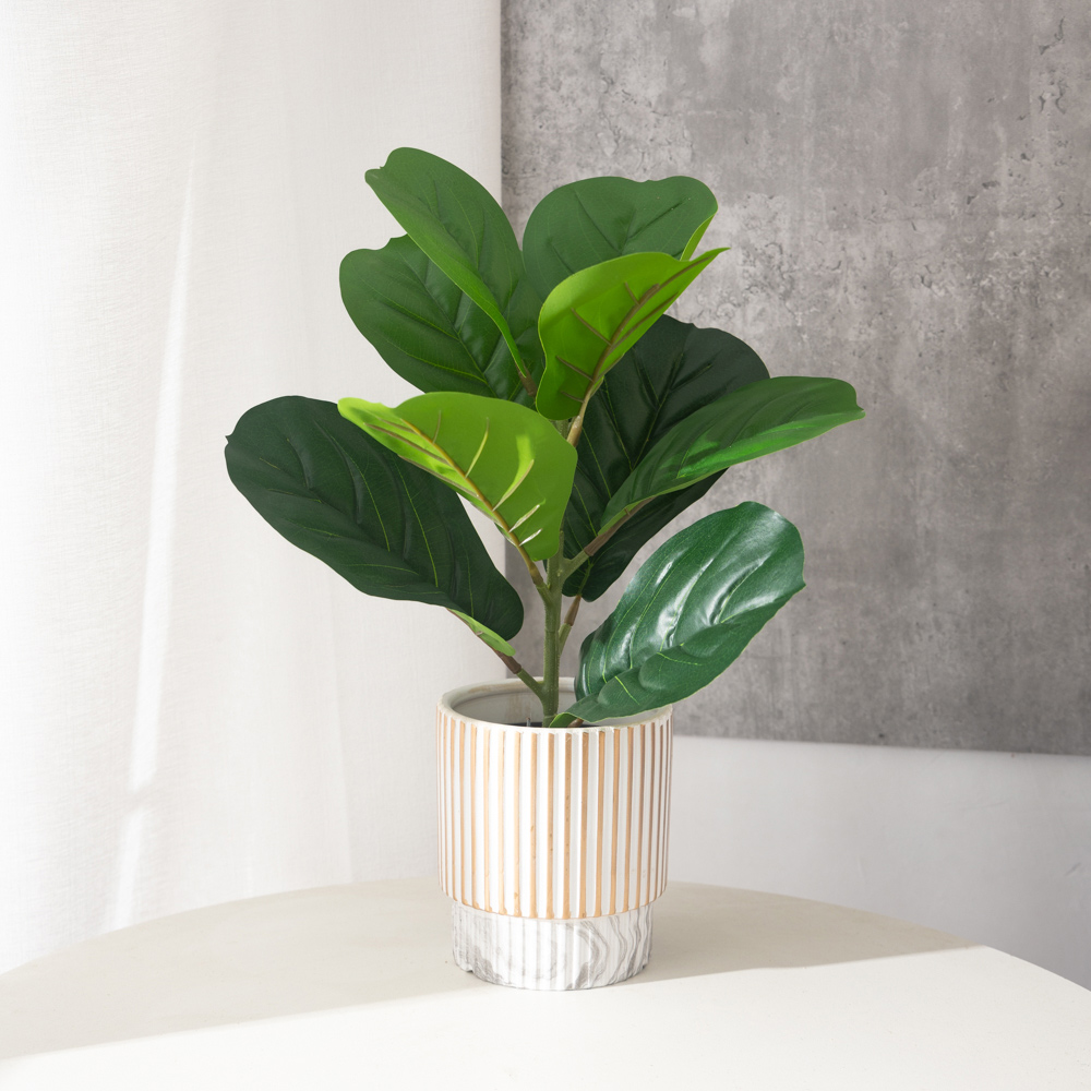 Rubber Plant Ficus - 38 cm 9 Gabeln Künstliche Ficus
