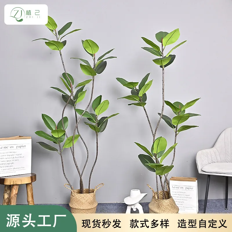 Rubber Plant Ficus - Simulierter Schwarzer Diamant-Gummibaum, Künstliche Pflanze, Großer