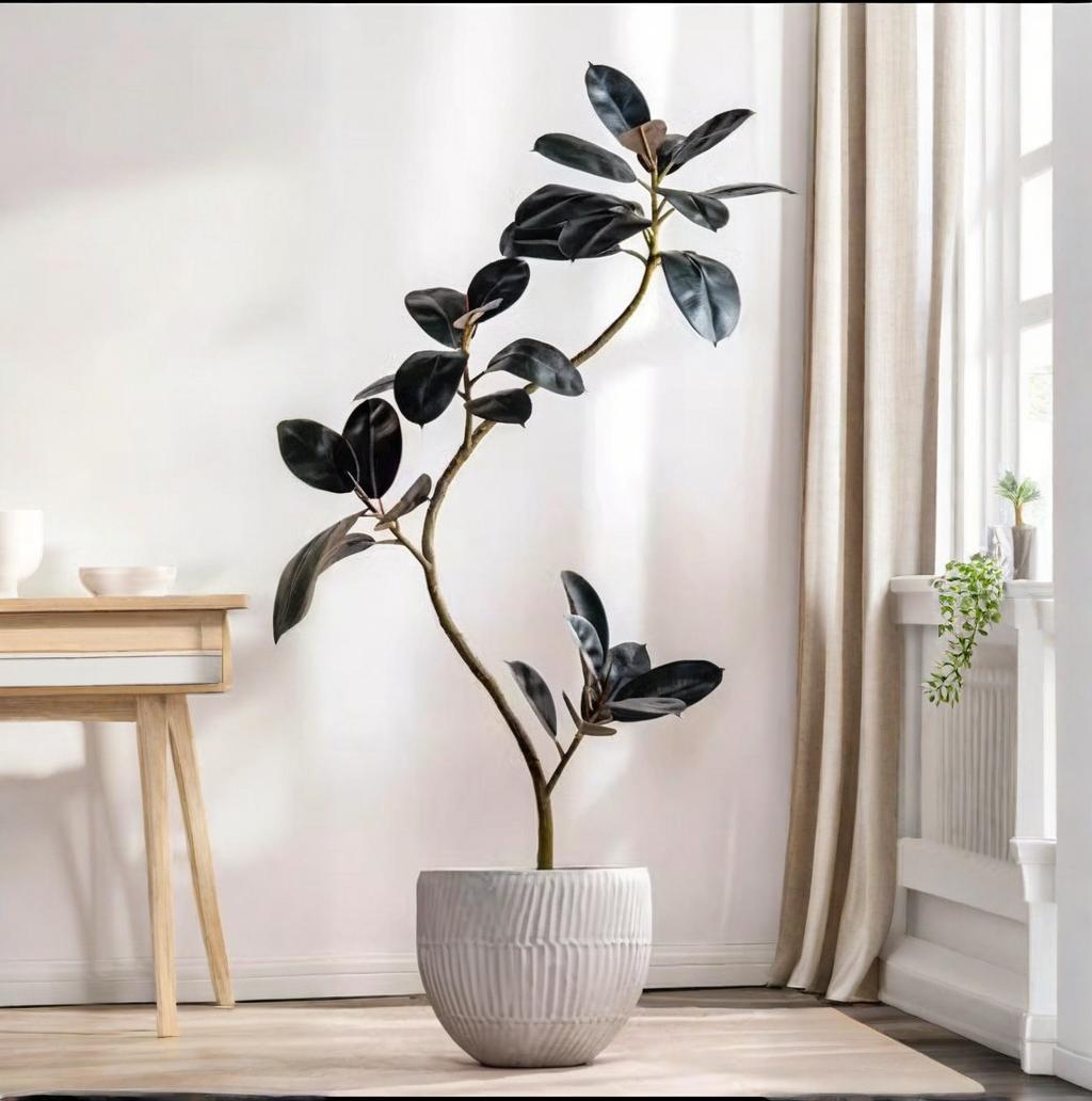 Rubber Plant Ficus - Künstliche Kunststoff-Topfpflanze, Gummipflanze, Ficus Elastica, lebensechte