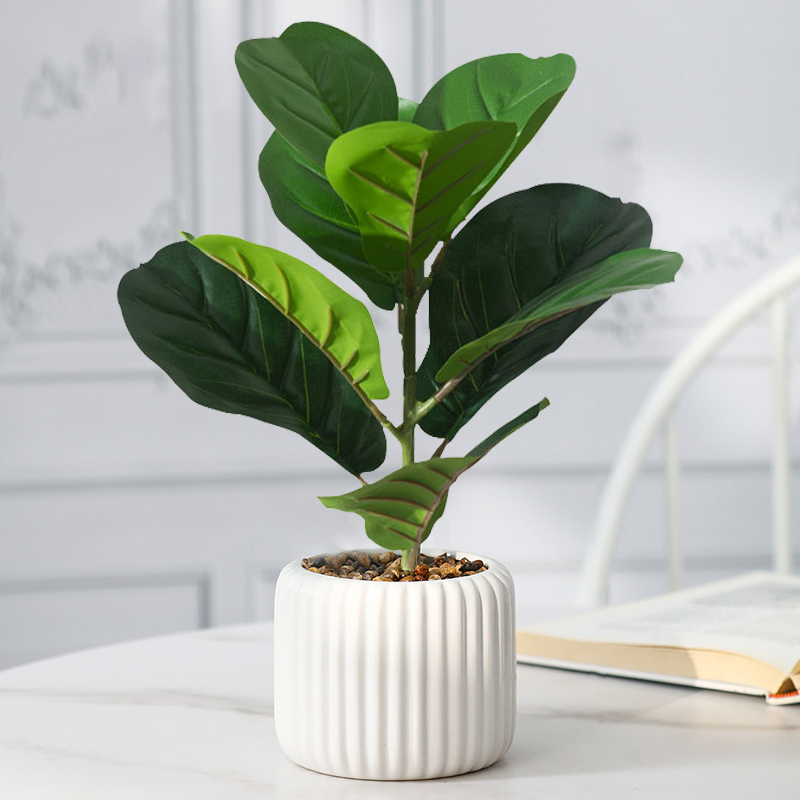 Rubber Plant Ficus - 38 cm gefälschter Ficus-Baum, künstliche Geigenblätter,