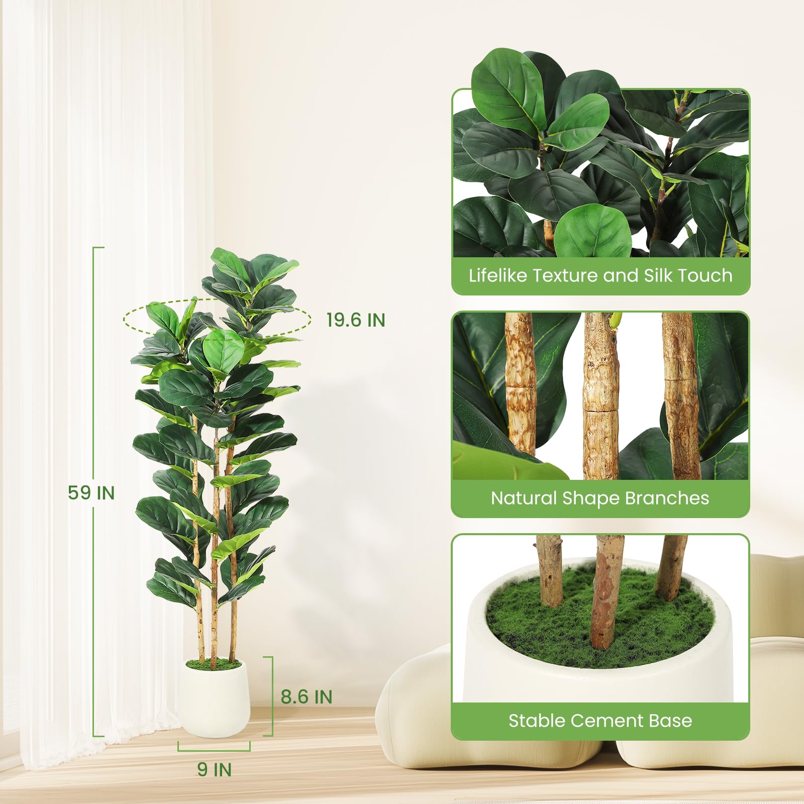 Künstlicher Geigenblatt-Feigen – Rubber Plant Ficus Bewertung und Preis